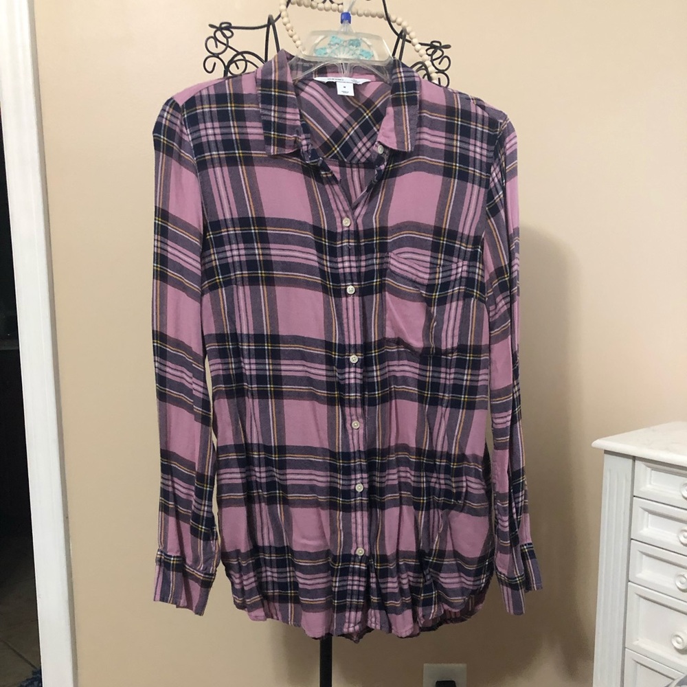Old navy pink plaid button up shirt